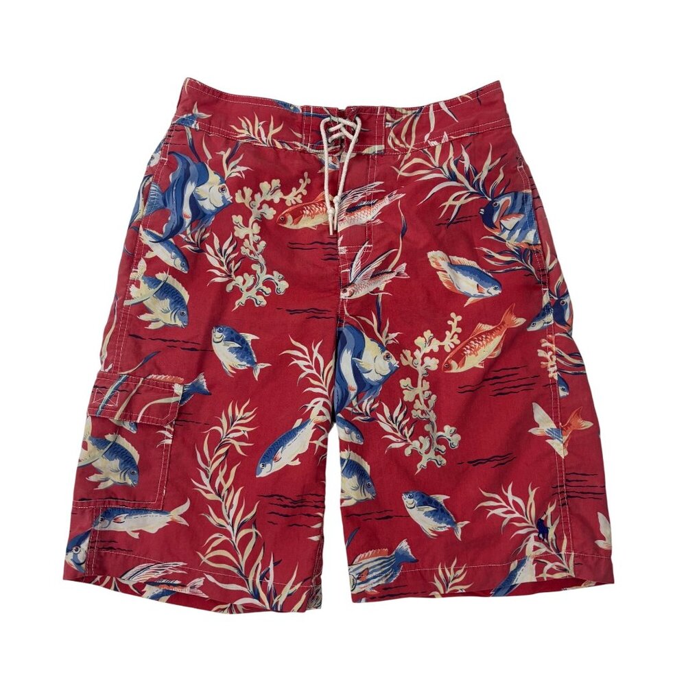 Polo By Ralph Lauren Boys Swim Board Shorts Large Red Fish Novelty Print Vintage - Picture 2 of 10